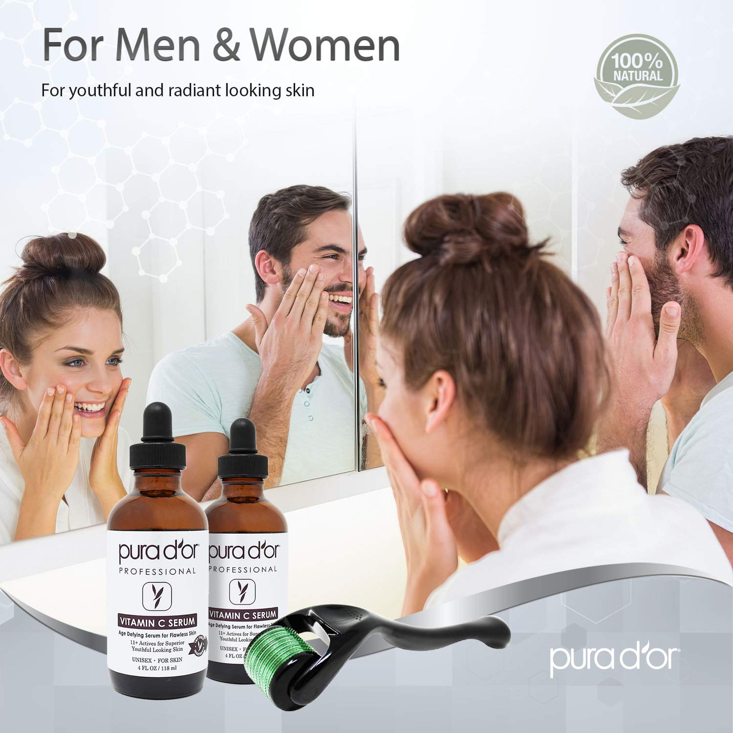 Amazon.com: PURA D'OR 25% Vitamin C Serum 4 Oz + 0.25mm Derma